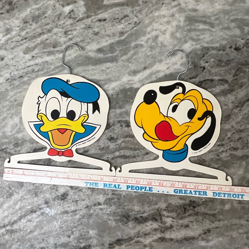 Vintage 1971 Disney Pluto and Donald Duck - Child Hangers set of 2